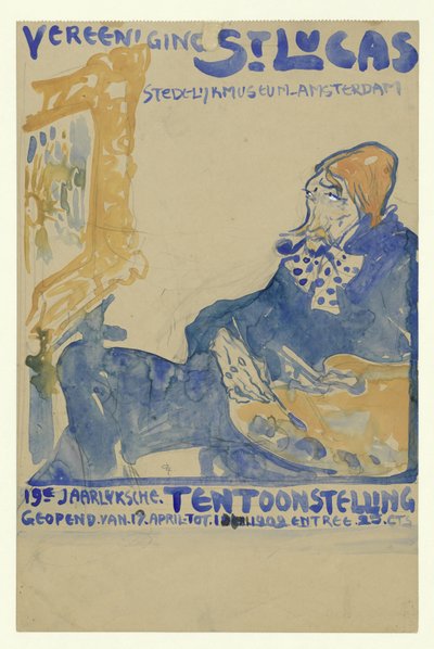 Entwurf für das Plakat der 19. jährlichen Ausstellung der Vereinigung St. Lukas im Stedelijk Museum in Amsterdam von Leo Gestel