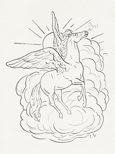 Pegasus fliegt vor einer Wolke (1891–1941) von Leo Gestel