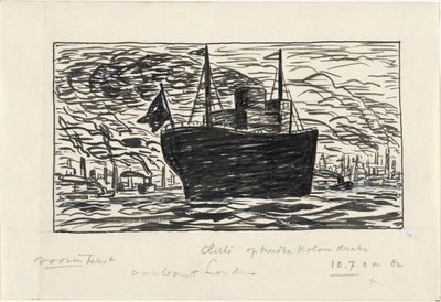 Schiff fährt in den Hafen von London ein von Leo Gestel