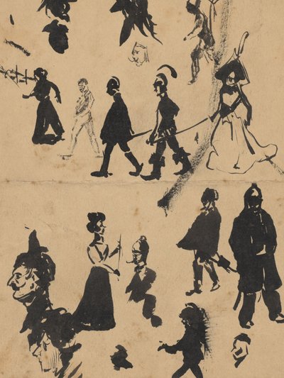 Studienblatt mit Männern und Frauen von Leo Gestel