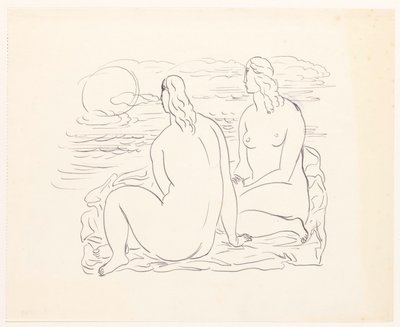 Zwei nackte Frauen am Strand von Leo Gestel