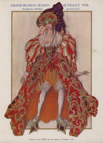 Kostümentwurf von Leon Bakst für Potiphars Frau in einer Ballets Russes Produktion von Richard Strauss