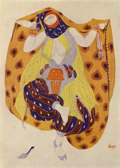Odaliske, Kostümentwurf von Leon Bakst für eine Ballets Russes Produktion von Scheherazade von Leon (after) Bakst