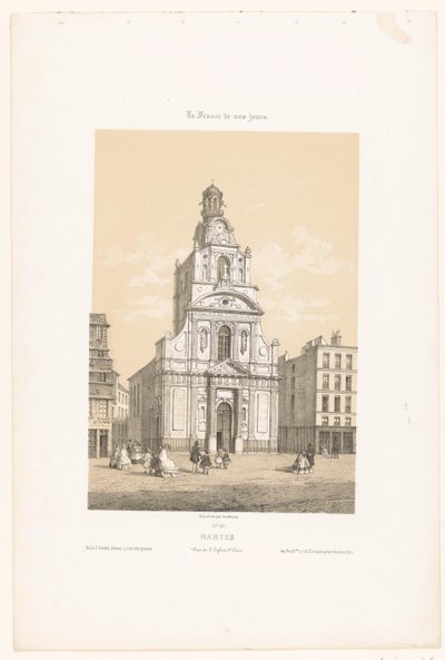 Blick auf die Kirche Sainte-Croix in Nantes von Leon Auguste Asselineau