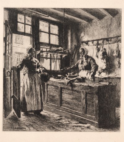 Innenansicht einer Metzgerei von Leon Augustin Lhermitte