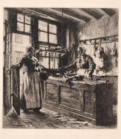 Innenansicht einer Metzgerei von Leon Augustin Lhermitte