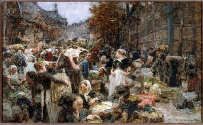 Die Versorgung der Hallen, Skizze für das Hôtel de Ville de Paris, ca. 1888–1889 von Leon Augustin Lhermitte