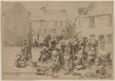Der Apfelmarkt in Landerneau, 1878 von Leon Augustin Lhermitte