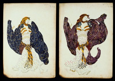 Ein Paar Kostümentwürfe für Tänzerinnen aus "Juive" von Leon Bakst