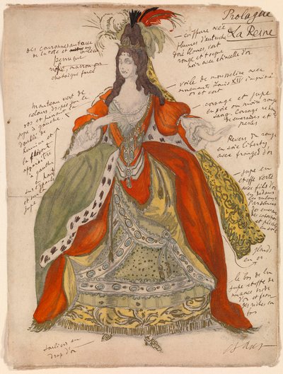 Kostümentwurf der Königin für das Ballett "Dornröschen" von P. Tschaikowski von Leon Bakst