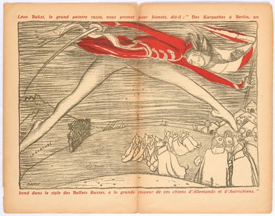 Von den Karpaten nach Berlin, ein Sprung im Stil der russischen Ballette..., ca. 1915 von Leon Bakst