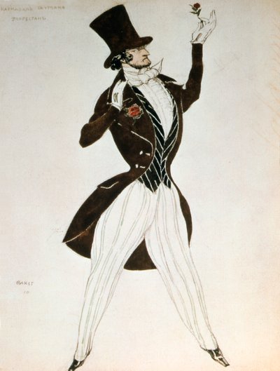 Florestan, Entwurf für ein Kostüm für das Ballett Karneval, komponiert von Robert Schumann, 1919 von Leon Bakst