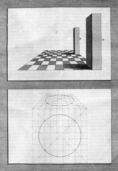 Abhandlungen über Architektur, Perspektive und Geometrie: Tafel aus „De Architectura Libri decem“ von Leon Battista Alberti (1404-1472), Architekt, Mathematiker, italienischer Dichter der Renaissance, London von Leon Battista Alberti