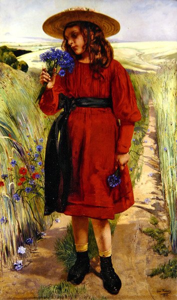 Frühling oder, Junges Mädchen mit Kornblumen von Leon Henri Marie Frederic