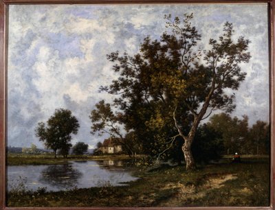 Landschaft à la Mare, Gemälde von Leon Richet (1847-1907) 20. Jahrhundert von Leon Richet
