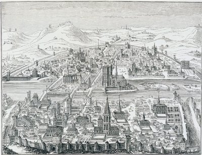 Große Perspektivansicht von Paris im Jahr 1607, basierend auf dem Stich von Léonard Gaultier von Leonard Gaultier