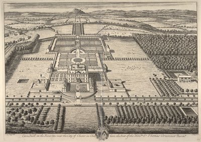 Eaton Hall am Fluss Dee in der Nähe der Stadt Chester in Cheshire, der Sitz des ehrenwerten Sir Thomas Grosvenor von Leonard Knyff