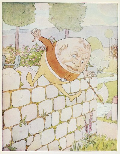 Humpty Dumpty hatte einen großen Fall, aus A Nursery Rhyme Picture Book, veröffentlicht 1914 (Farblitho) von Leonard Leslie Brooke