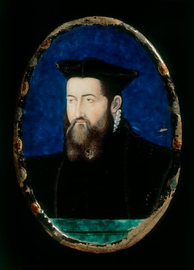 Porträt eines Prälaten, Arbeit in Majolika von Leonardo Limosin, aufbewahrt im Museo Nazionale del Bargello, Florenz von Leonard Limosin