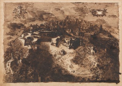 Eine befestigte Stadt (recto); Ein geometrisches Design (verso) von Leonardo Scaglia