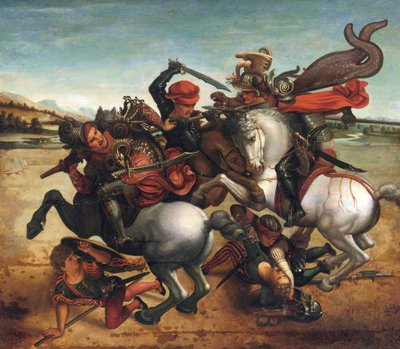 Der Kampf um das Banner aus der Schlacht von Anghiari von Leonardo da (follower of) Vinci