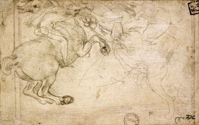 Ein Reiter im Kampf mit einem Greif, 16. Jahrhundert von Leonardo da Vinci