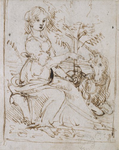 Eine Jungfrau mit einem Einhorn, späte 1470er Jahre von Leonardo da Vinci