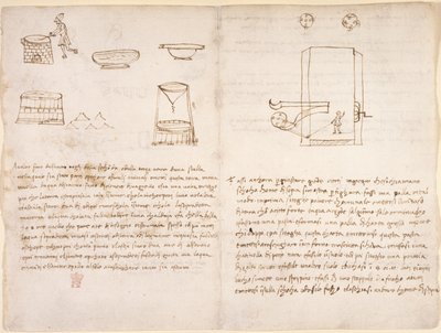 Notizen und grobe Skizzen zum Herstellungsprozess von Salpeter zur Vorbereitung von Schießpulver (nicht von Leonardo) von Leonardo da Vinci
