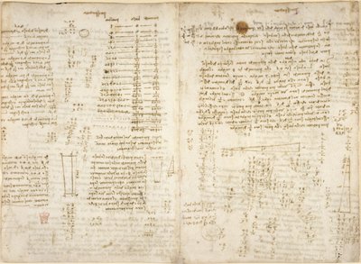 Notizen, Diagramme und mathematische Berechnungen, betitelt 