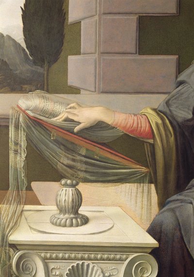 Detail der Jungfrau Maria (post Restauration) von Leonardo da Vinci