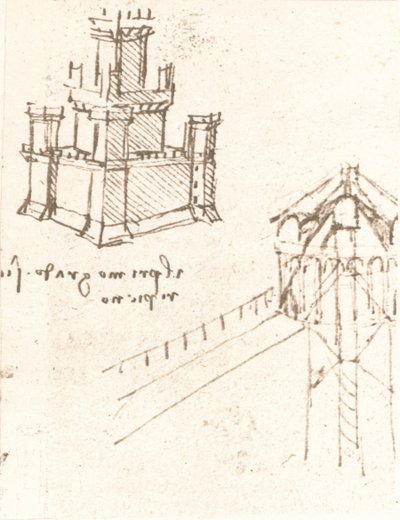 Zeichnung von Projekten für Burgen und Villen, um 1472-1519 von Leonardo da Vinci