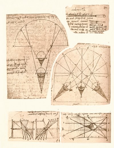 Fünf Diagramme zur Theorie von Licht und Schatten, ca. 1472-ca. 1519, 1883 von Leonardo da Vinci
