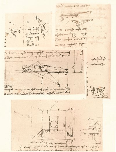 Vier Zeichnungen zur Praxis der Malerei von Leonardo da Vinci