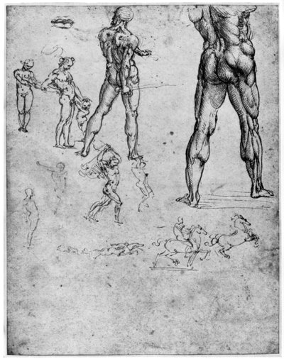 Aktstudien für Die Schlacht von Anghiari, ca. 1503-1505, 1954 von Leonardo da Vinci