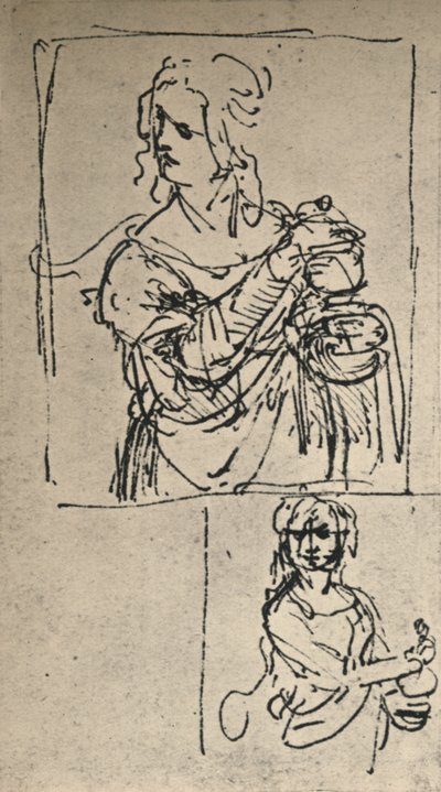 Studien für eine St. Maria Magdalena, um 1480-1482 von Leonardo da Vinci