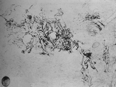 Studien von kämpfenden Reitern und Fußsoldaten, ca. 1480, 1945 von Leonardo da Vinci