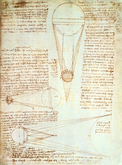 Studien zur Beleuchtung des Mondes, fol. 1r aus dem Codex Leicester, ca. 1506-08 von Leonardo da Vinci