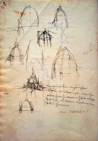 Studie für die Kuppel des Mailänder Doms, der Codex Trivulzianus von Leonardo da Vinci