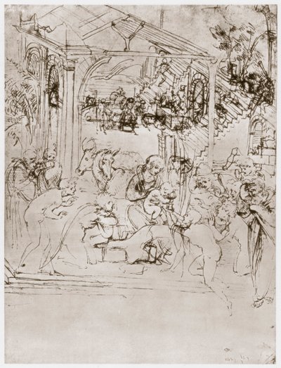 Die Anbetung der Könige, ca. 1480 von Leonardo da Vinci