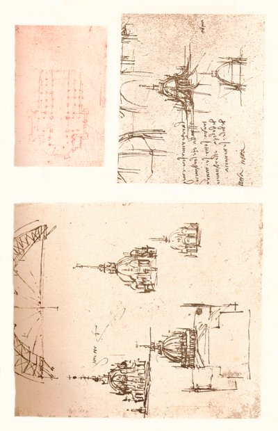 Drei Zeichnungen des Mailänder Doms, ca. 1472-ca. 1519, 1883 von Leonardo da Vinci