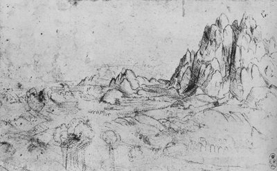 Blick auf eine Bergkette, ca. 1480 1945 von Leonardo da Vinci