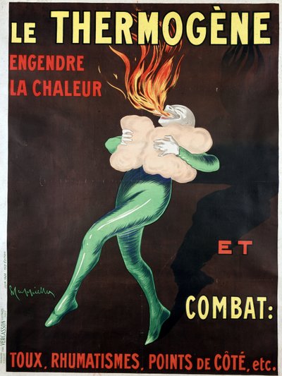 Der Thermogen erzeugt Wärme und bekämpft Husten, Rheuma, Seitenstechen usw.: Plakat von Leonetto Cappiello (1875-1942) von Leonetto Cappiello