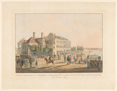Ansicht der Kaffeehäuser gegenüber der Brücke zwischen Wien und Leopoldstadt von Leopold Beyer