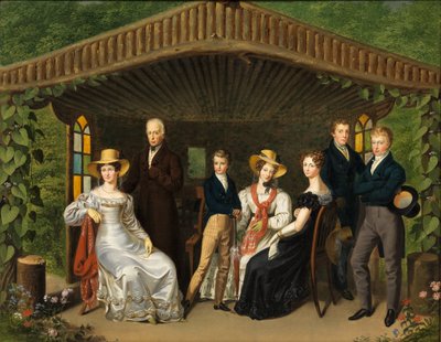 Die kaiserliche Familie um den Herzog von Reichstadt in einer Gartenlaube von Leopold Fertbauer