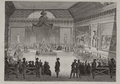 Versammlung der Notablen, 1787, graviert von Antoine Auguste Ernest Hebert (1817-1908) von Leopold Flameng