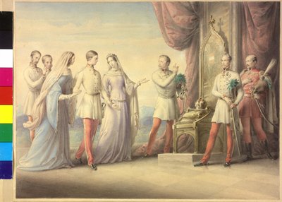 Kaiserin Maria Anna und Erzherzogin Sophie mit Kaiser Franz Joseph I. von Leopold Kupelwieser
