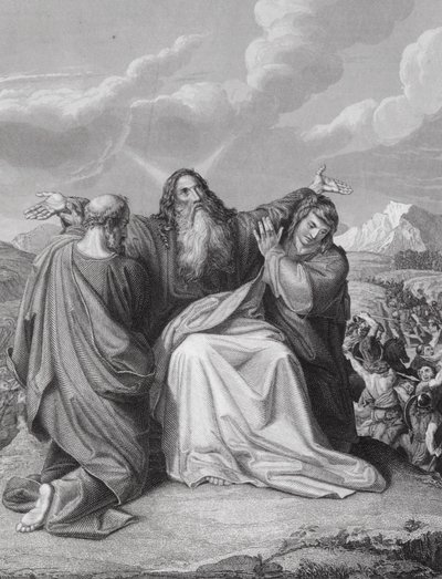 Das Hochhalten der Hände von Moses, Exodus, Kap. 17, Vers 12 von Leopold Kupelwieser