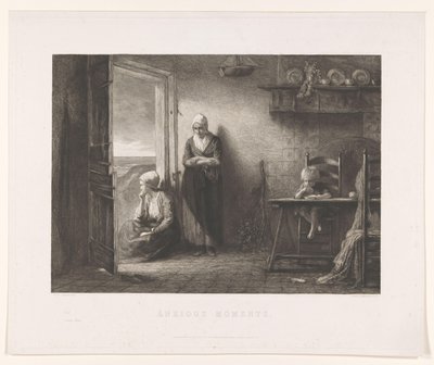 Zwei Frauen und ein Kind in einem Fischerhaus in den Dünen von Leopold Lowenstam