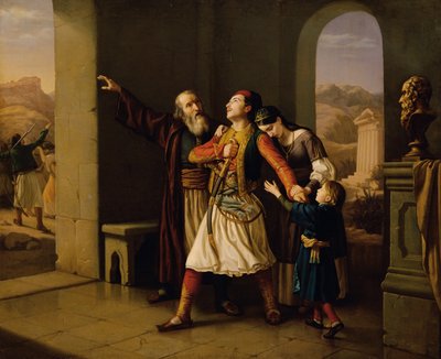 Ein griechischer Krieger nimmt Abschied von Leopold Löffler Edler von Radymno