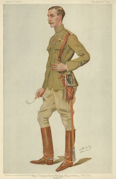 Major Edward James Montagu Stuart-Wortley, Eddie, 26. Oktober 1899, Vanity Fair Karikatur von Leslie Matthew Ward